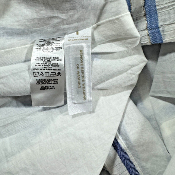 Loft NWT Striped Button Flare Dress Women’s Size 8 Blue Vertical Stripe - Picture 5 of 6